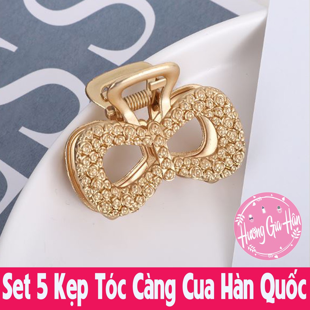 Set 5 Kẹp Tóc Càng Cua Hàn Quốc Màu Vàng Hot Trend Siêu Xinh Cute - Bộ 5 Món Kẹp Tóc, Sét Cặp Tóc