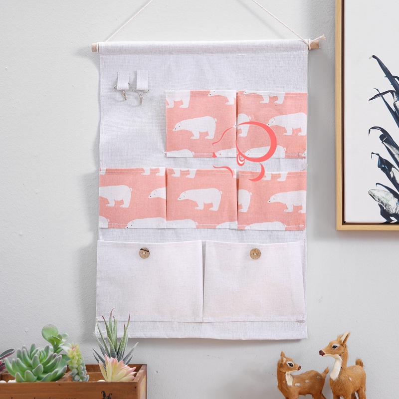 Giỏ vải cotton linen 7 ngăn đựng đồ đơn giản tiện dụng