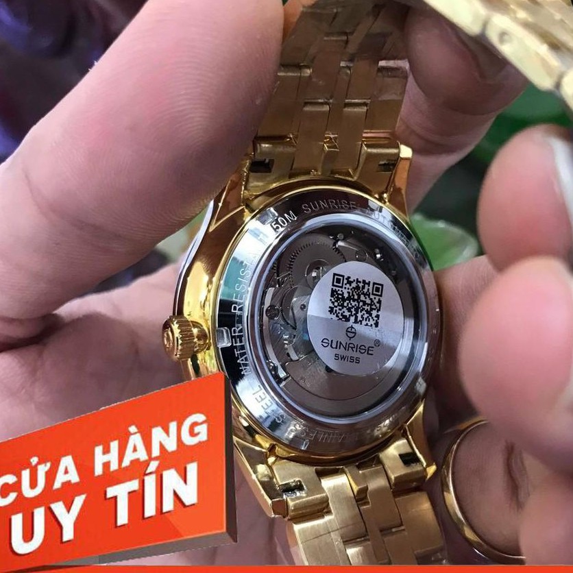 Đồng hồ nam SUNRISE 7002SC cơ hở tim Kính Sapphire chống xước và chống nước 50ATM