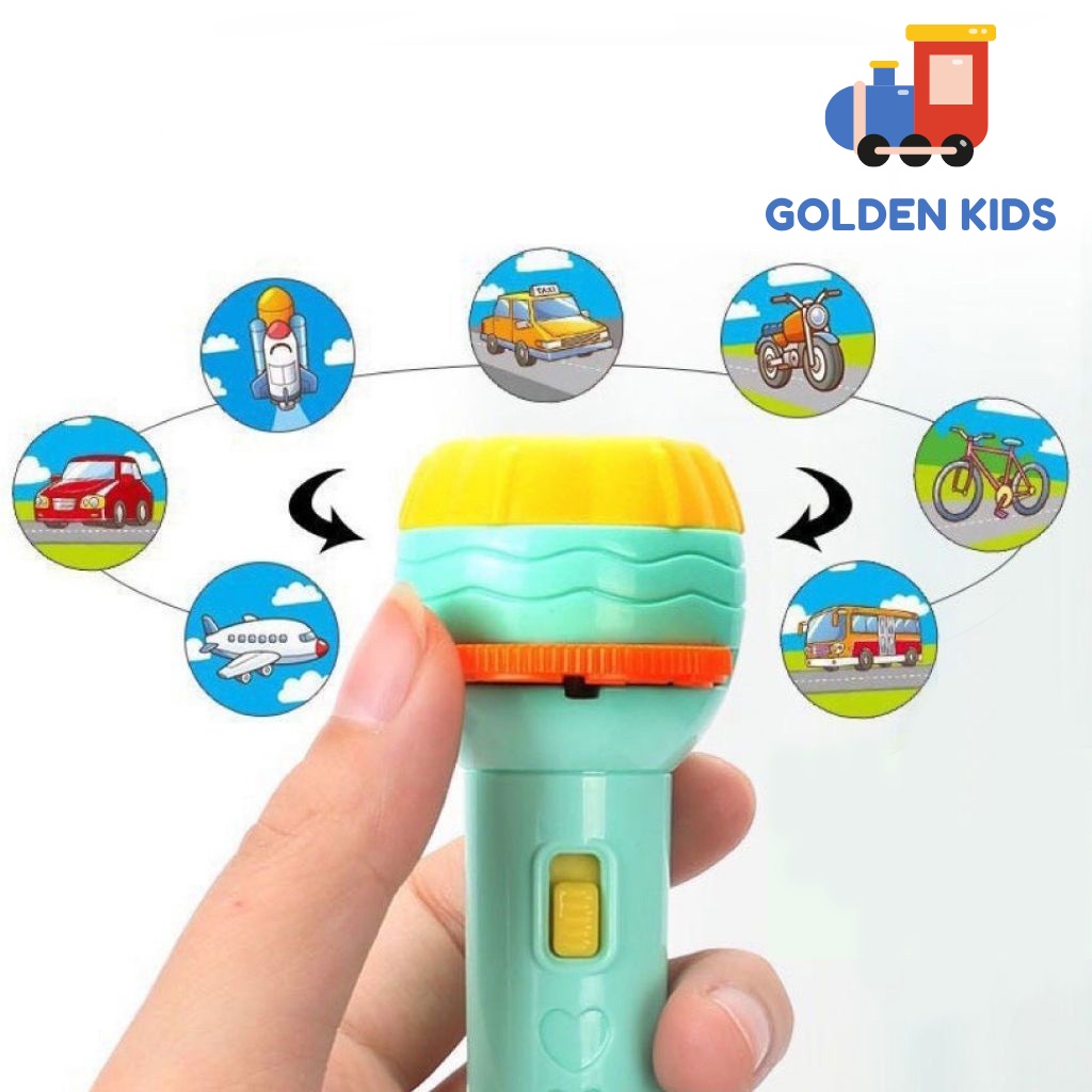 Đèn pin chiếu hình 24 hình ảnh chủ đề siêu nhân, động vật, phương tiện, trái cây, khủng long…sắc nét cho bé khám phá