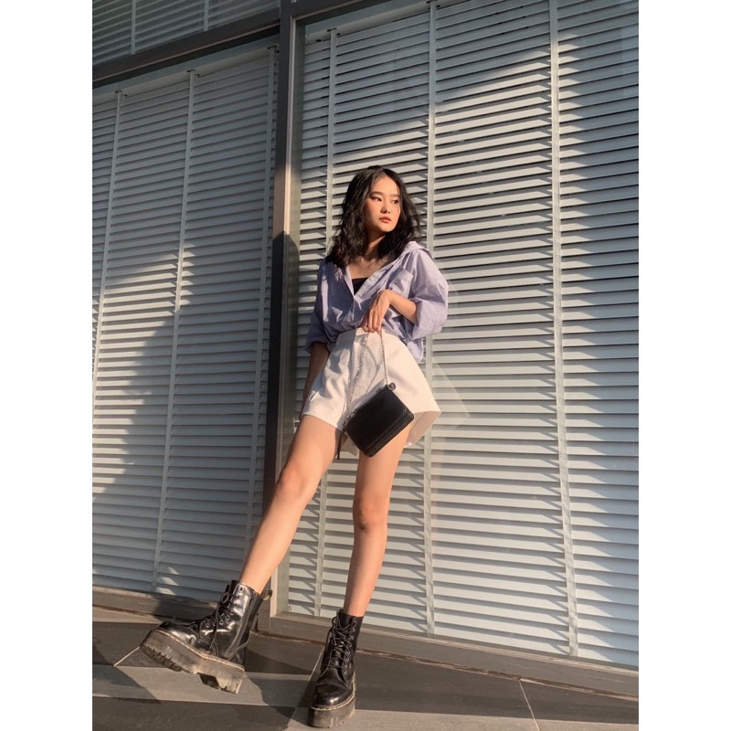 Áo sơmi kẻ sọc xanh 2 túi | BigBuy360 - bigbuy360.vn