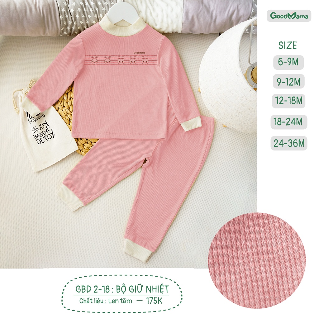 [Chính Hãng] Bộ len dài tay cài vai họa tiết trẻ em thu đông Good Mama