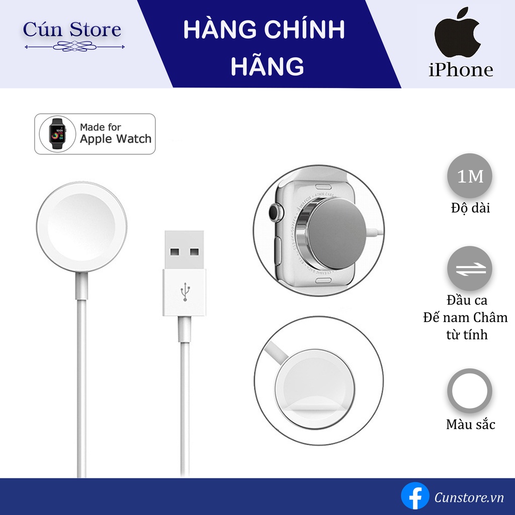 [Bảo Hành 12 tháng] Sạc Không Dây Apple Watch Series 6 Dài 1 Mét Chính Hãng