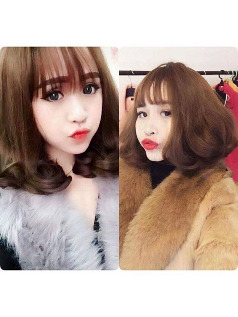 Tóc giả nữ nguyên đầu xoăn ngắn 20cm - tặng kèm lưới trùm, mã d3038