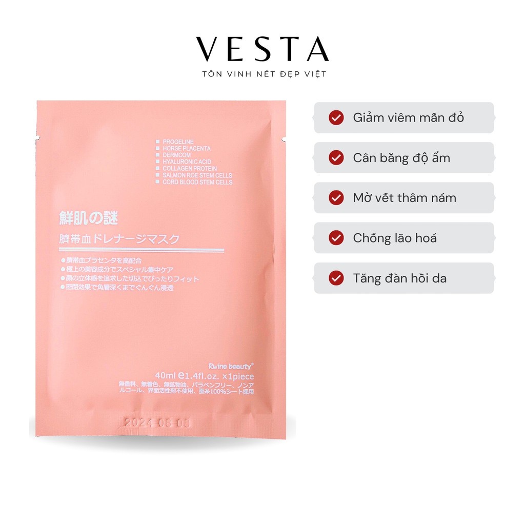 Mặt nạ nhau thai cừu nhật mask giấy rwine dưỡng da dưỡng ẩm 40ml - H.Perfumeshop