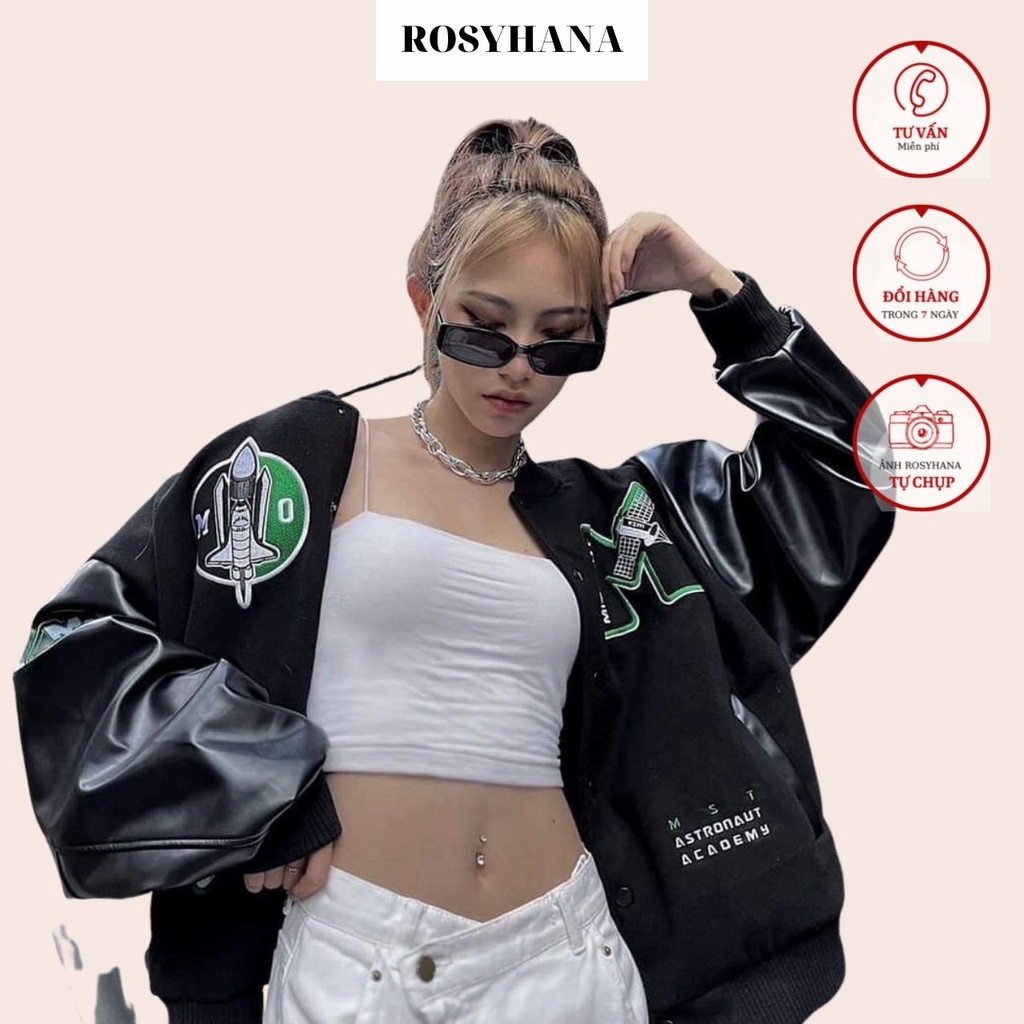 Áo Khoác Bomber Jacket Varsity Cardigan Missout Họa Tiết Thêu Chất Đẹp_ROSYHANA_ Mã 684