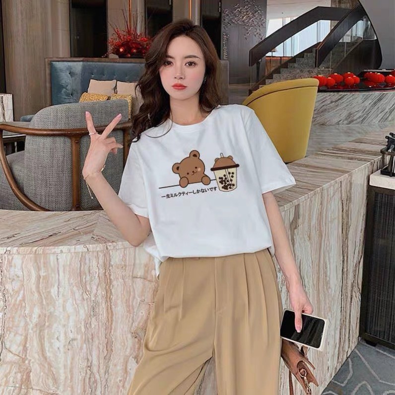 Áo phông thun unisex tay lỡ form rộng đẹp oversize nam nữ ulzzang GẤUTRÀSỮA KOMBOH A110 | BigBuy360 - bigbuy360.vn