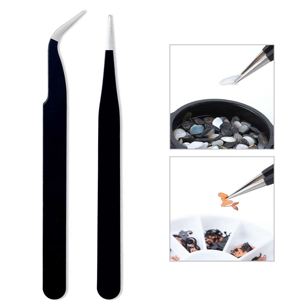 Nhíp Đầu Cong Bằng Thép Không Gỉ Chuyên Dụng Làm Móng DIY