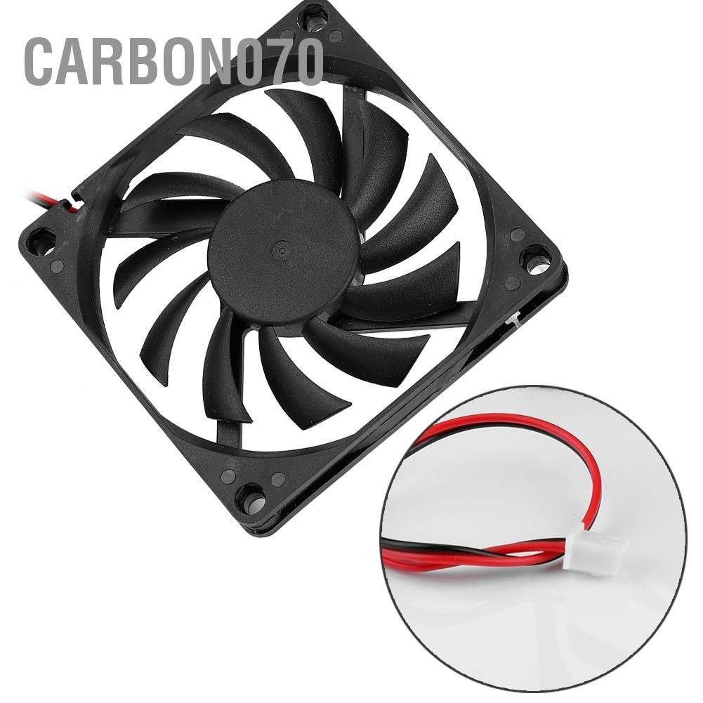 Set 2 Quạt Tản Nhiệt 8cm 12V Bằng Sợi Carbon Không Gây Tiếng Ồn Màu Đen Cho CPU / Máy Tính / Máy Tính