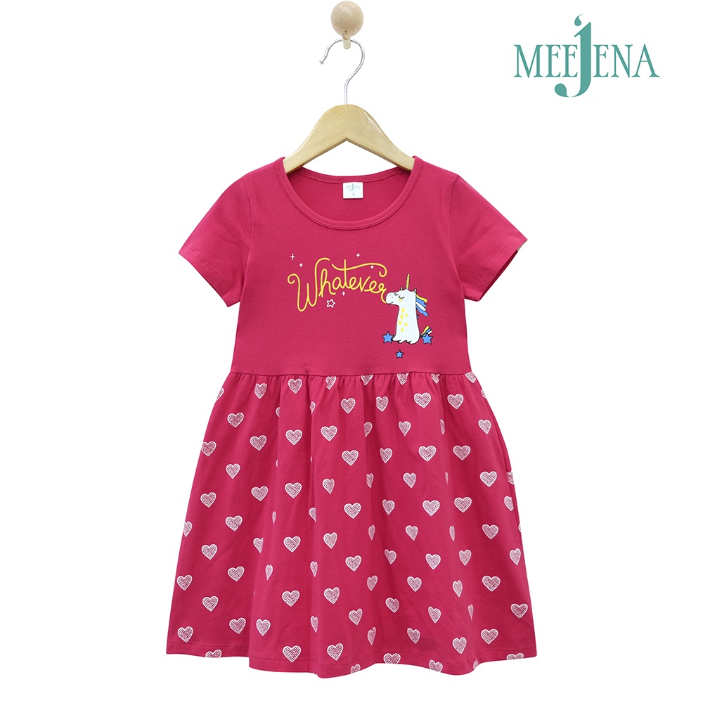 Đầm Bé Gái Tay Ngắn Tùng Xòe In Trái Tim 11-38 kg MEEJENA 100% COTTON 4C - 1488