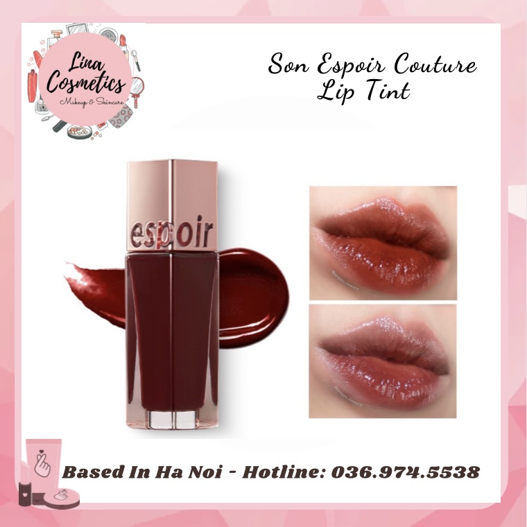 Son Kem Espoir Couture Lip Tint Velvet/Shine màu Nutty Vampy Brunette CalmInMauve