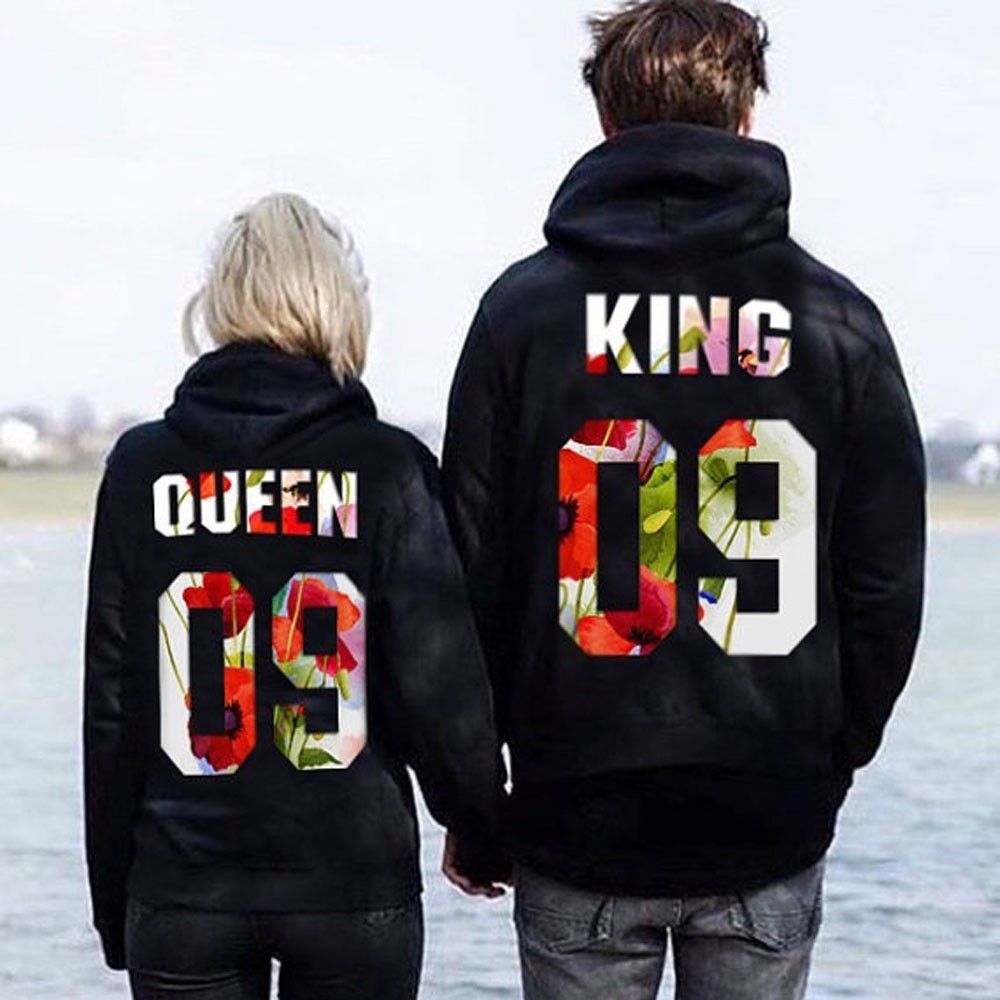 Áo hoodie in chữ KING / QUEEN
