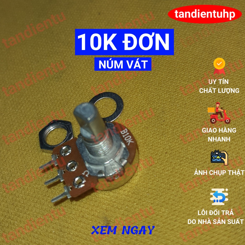 CHIẾT ÁP, BIẾN TRỞ  ĐƠN - ĐÔI - KÉP NÚM VÁT KÈM ỐC VÀ LÓT 10K, 20K, 50K, 100K