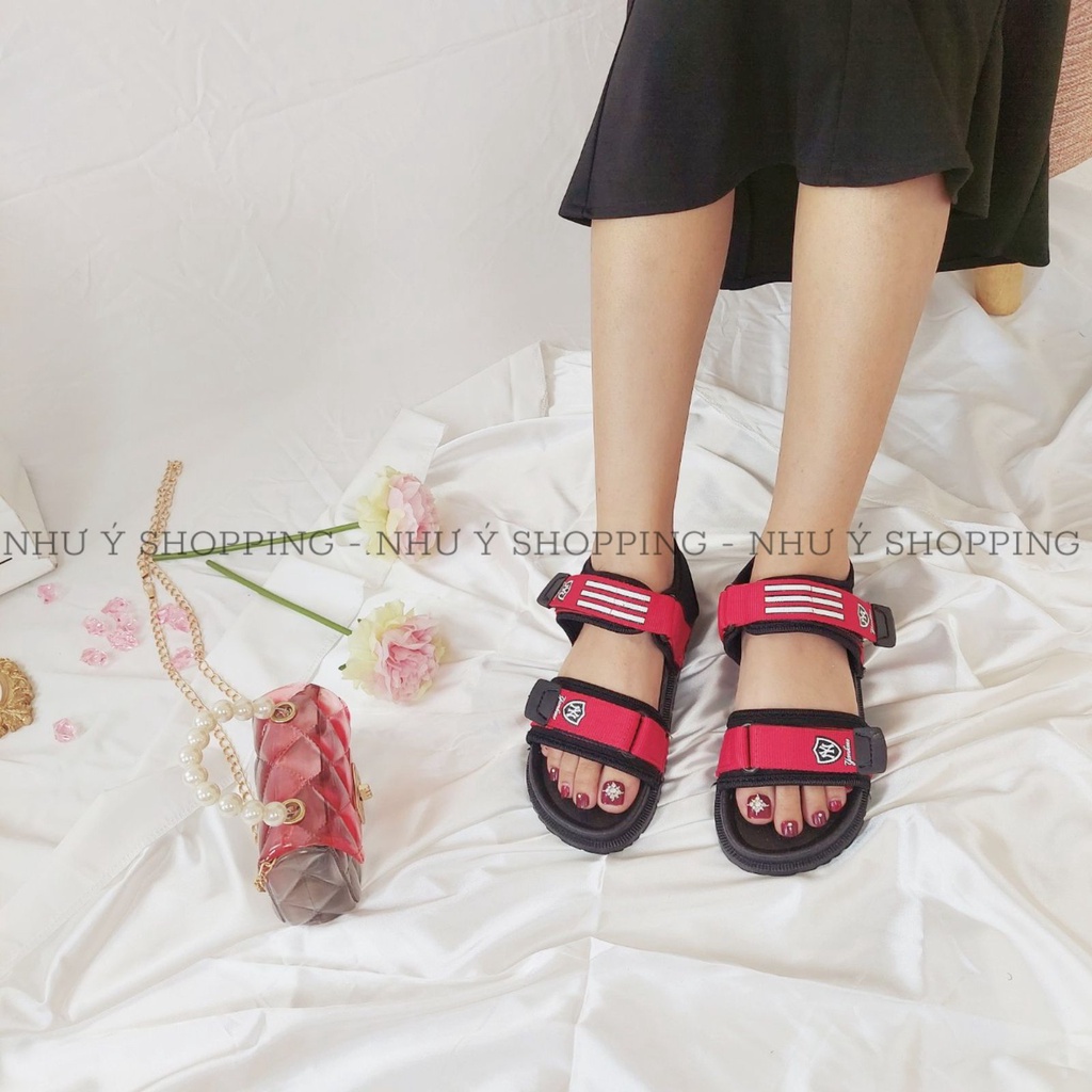 Giày sandal nữ đi học quai hậu khoá dán đế cao mang êm chân, bền đẹp - Sandal đỏ