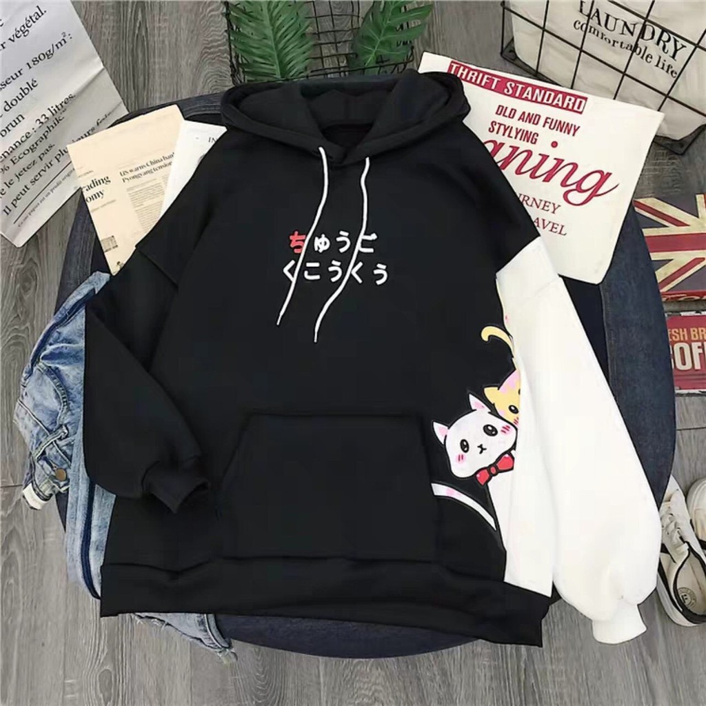 Áo khoác, áo hoodie unisex nỉ ngoại 3 chú mèo dễ thương năng động thời trang học đường | BigBuy360 - bigbuy360.vn