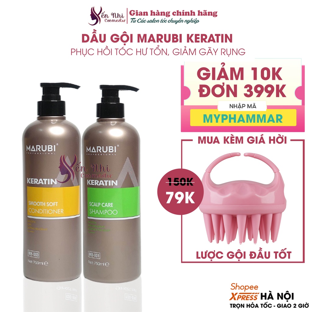 Dầu gội Marubi phục hồi hư tổn giảm rụng tóc Marubi keratin 750ml chính hãng, Mỹ phẩm tóc yến nhi