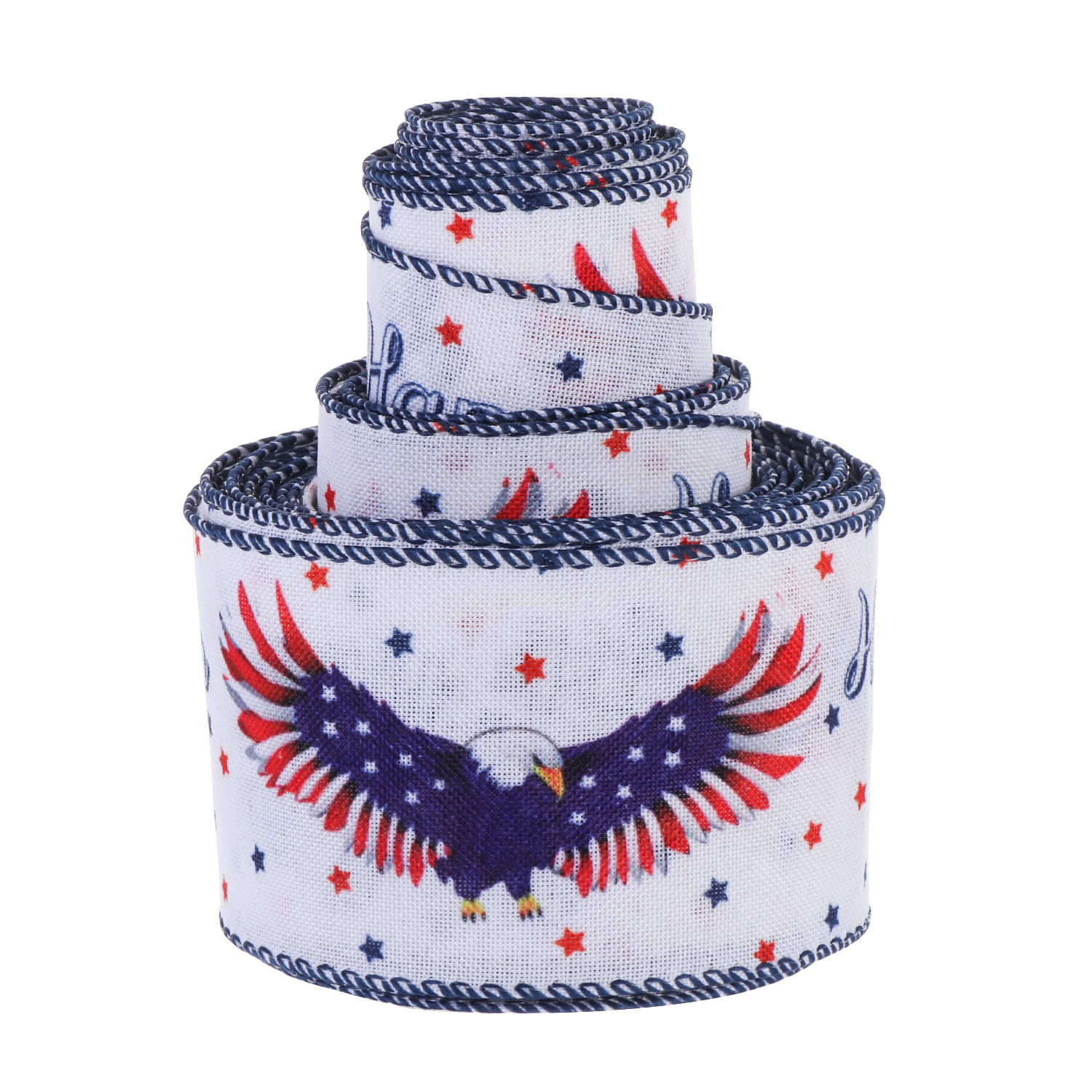 MIOSHOP New Independence Day Crafts Accessories Holiday Decoration Color Ribbon Card Decor Star Gift Wrapping Bows DIY Red Blue White Party Supplies Cake wrapping Ribbon