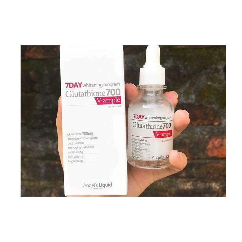 Serum dưỡng trắng, trắng da, sáng da, dưỡng ẩm Angel's Liquid 7 day whitening program glutathione 700 v-Ample