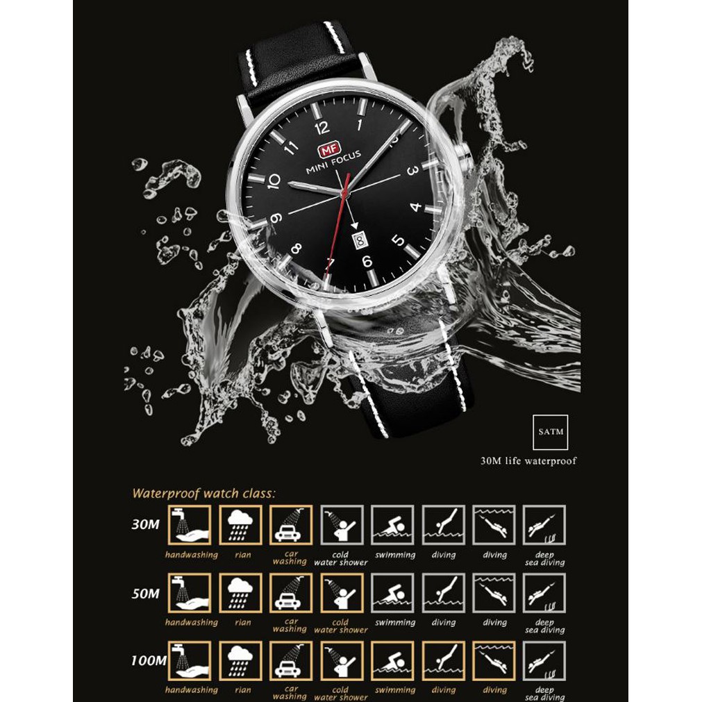 Đồng hồ nam MINI FOCUS MF019G dây da cao cấp size mặt 42mm chống nước | BigBuy360 - bigbuy360.vn