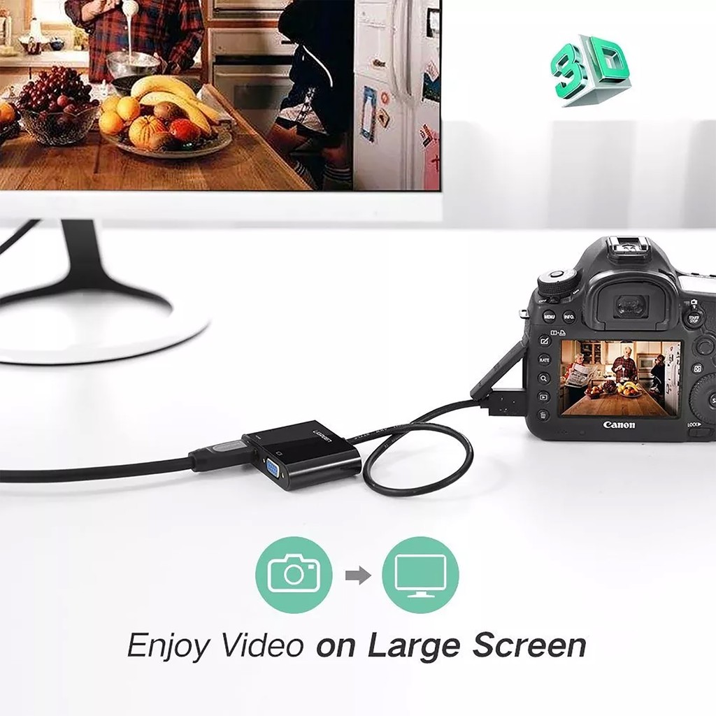 Cáp Chuyển Mini Hdmi Ra Hdmi và Vga Có Cổng Audio 3.5MM Ugreen 40835