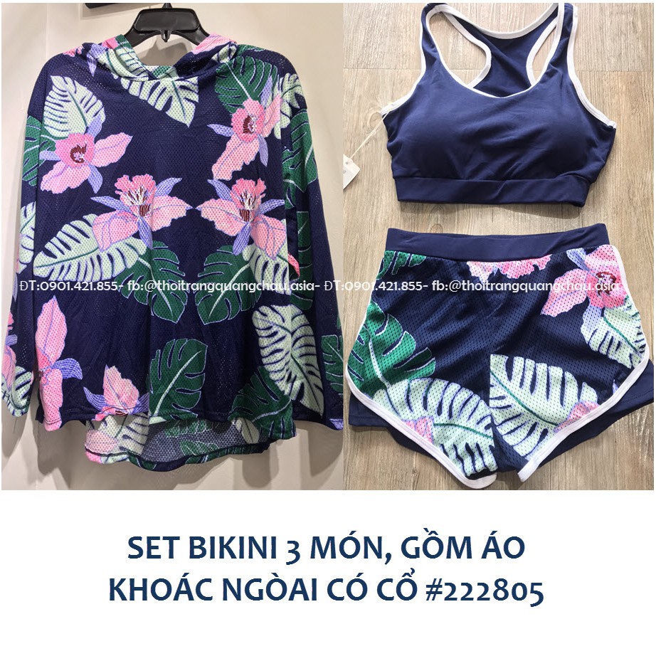 (Hàng Nhập) Set Đồ Bơi 3 món➖Gồm áo phông hình Tropical rực rỡ #222805