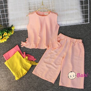 361769 Set Bộ Đũi Cho Bé Gái Áo Sát Nách Đính Nơ Quần Ống Suông Dễ Thương (2 - 11 Tuổi)