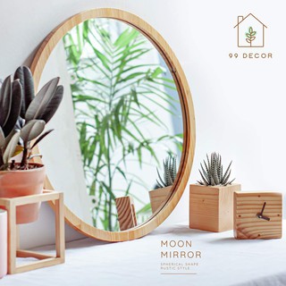 Gương Tròn Khung Gỗ Sồi