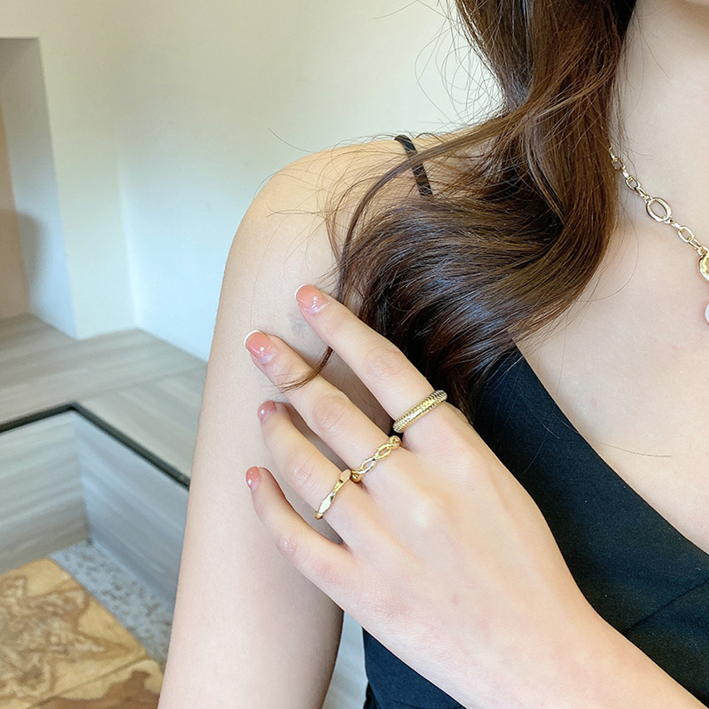 Set 5 Nhẫn Đeo Tay Kim Loại Phong Cách Retro Thời Trang Cho Nữ