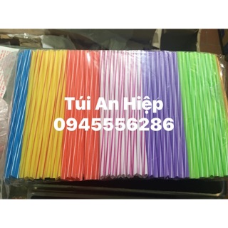 Ống hút nhọn nhiều màu, thẳng (gói 500gr)| Sharp, multi-coloured plastic straight drinkining straw, non-collapsible