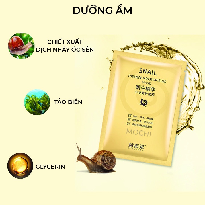 Mặt Nạ Ốc Sên Vàng Collagen Dưỡng Trắng Da l Cấp Ẩm Da Khô l Trẻ Hóa Mask Giấy Đắp Mặt Snail Bisutang Nội Địa MOCHI SHOP