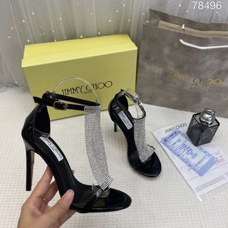 Sandal cao gót đá JM tua rua