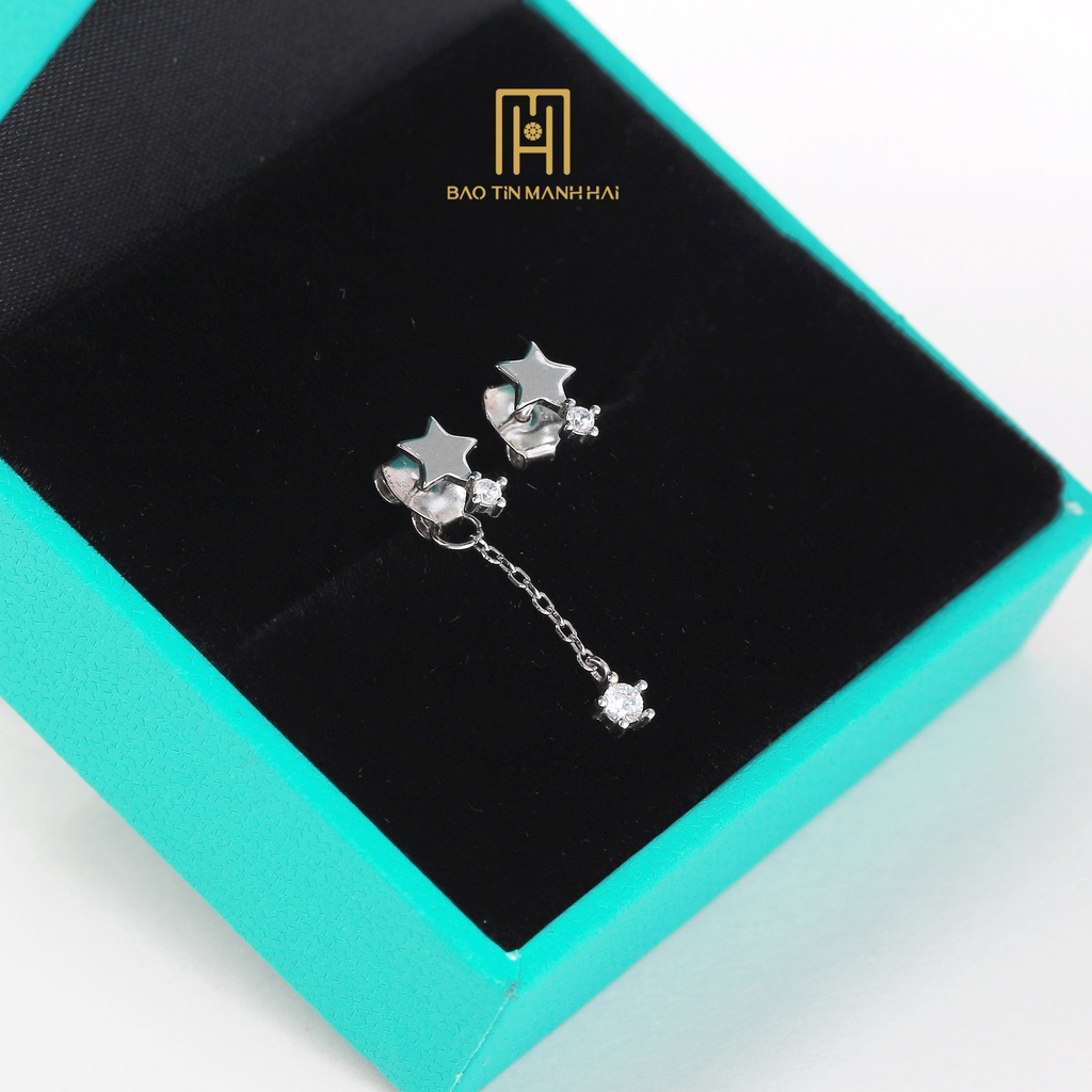 Bông tai Bạc 925 nữ hình ngôi sao gắn đá cao cấp phong cách Hàn Quốc BTB01 Bảo Tín Mạnh hải