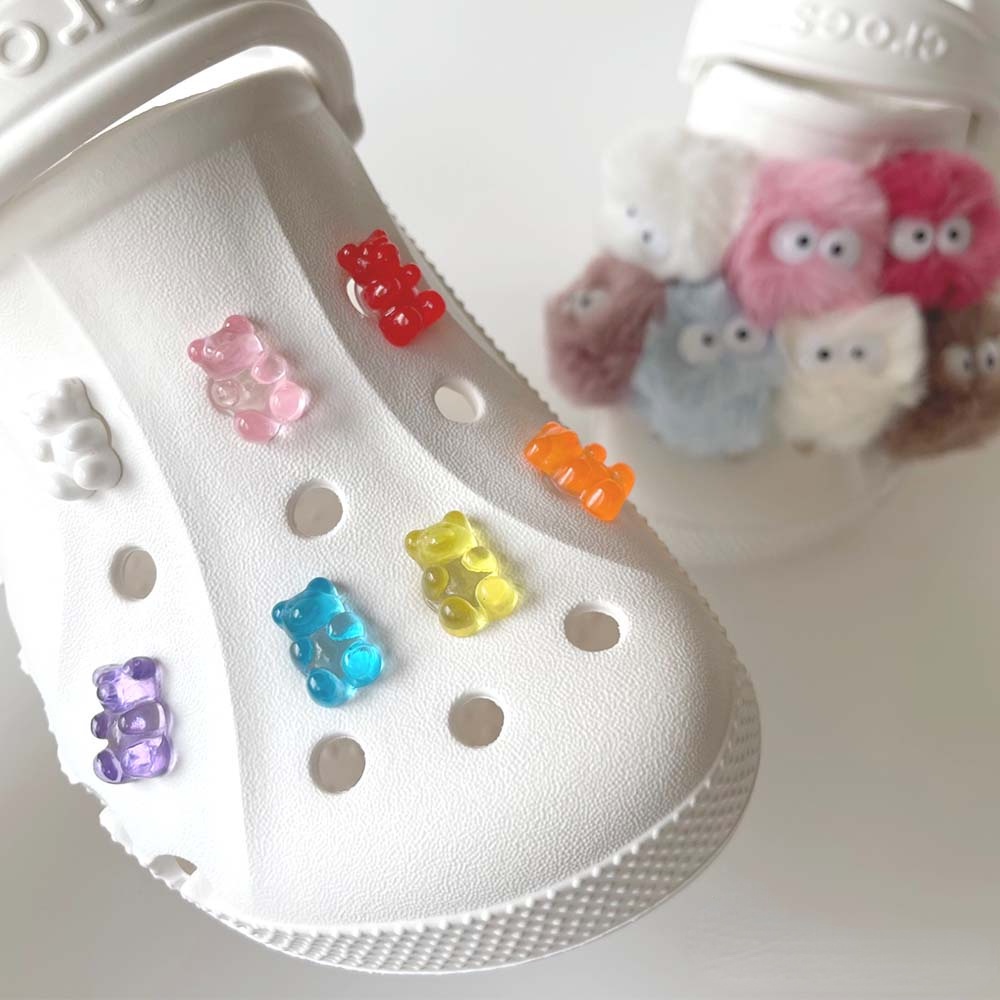 [Deco] Giày Crocs Trang Trí Hình Gấu Jelly 7 Màu Tùy Chọn Diy