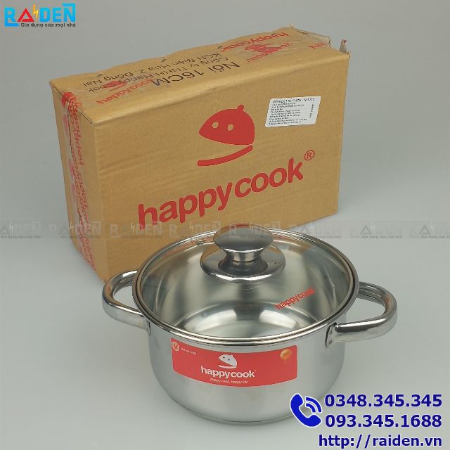 Nồi lẻ inox 3 đáy Happycook size 16cm