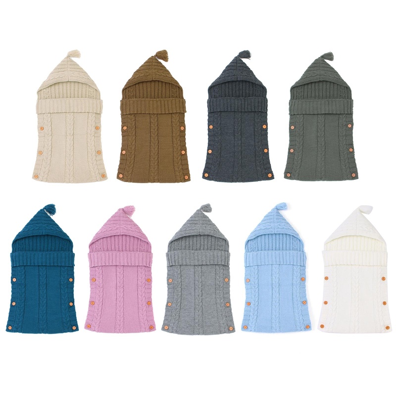 Túi Ngủ Dệt Kim Giữ Ấm Mùa Đông Có Nút Bấm Cho Bé Sơ Sinh