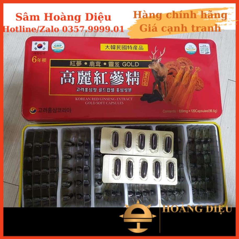 Sâm Hoàng Diệu - Viên Đạm Tổng Hợp Hồng Sâm Nhung Hươu Linh Chi Đỏ Gold 120 viên