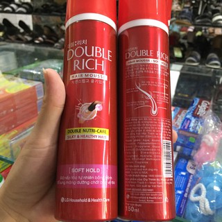 DOUBLE RICH mousse bọt tạo kiểu tóc SOFT HOLD 150ml (MẪU MỚI)