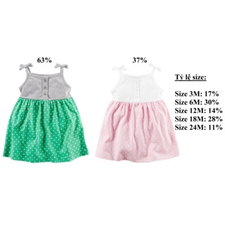 1003- Đầm thun 2 dây đính nơ size nhí Carter