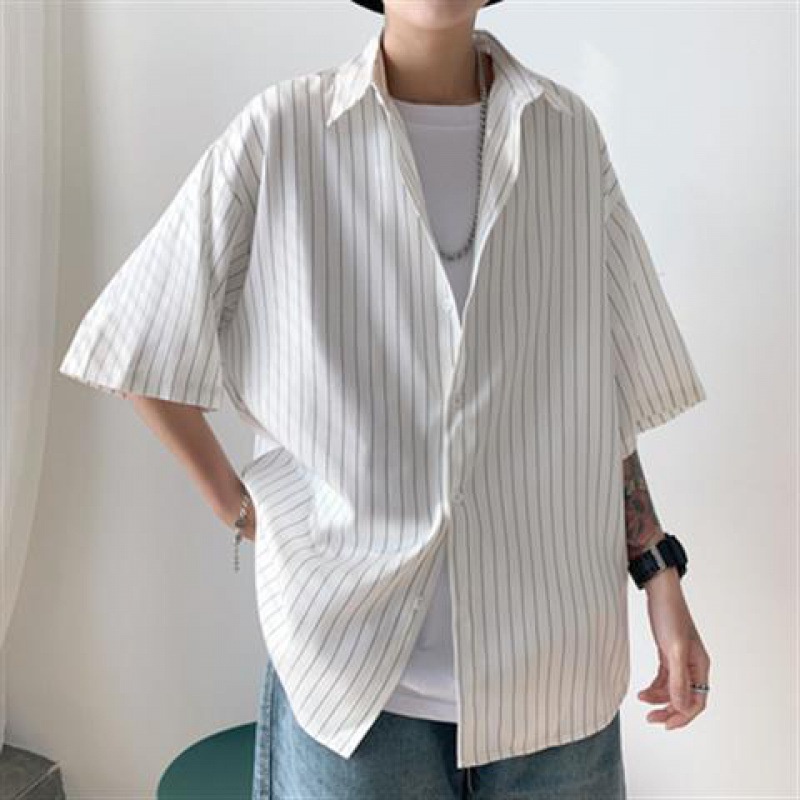 Áo Sơ Mi Tay Ngắn Họa Tiết Kẻ Sọc Phong Cách Hàn Quốc Thời Trang Cho  FURILINE KOR027
