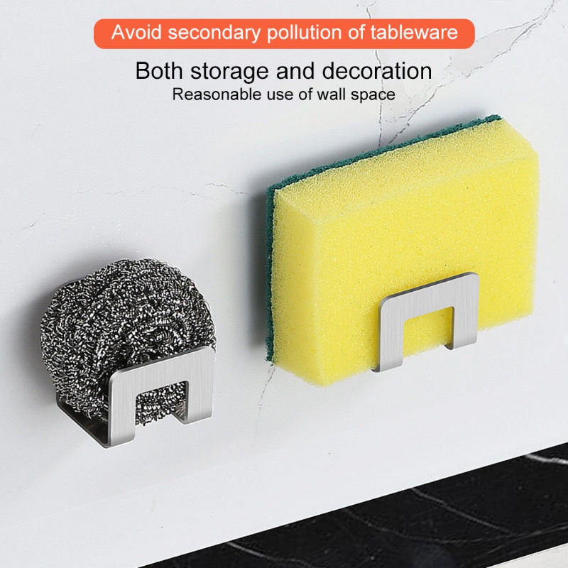 Set 2 Giá Đỡ Miếng Xốp Rửa Chén Gắn Tường Tiện Lợi