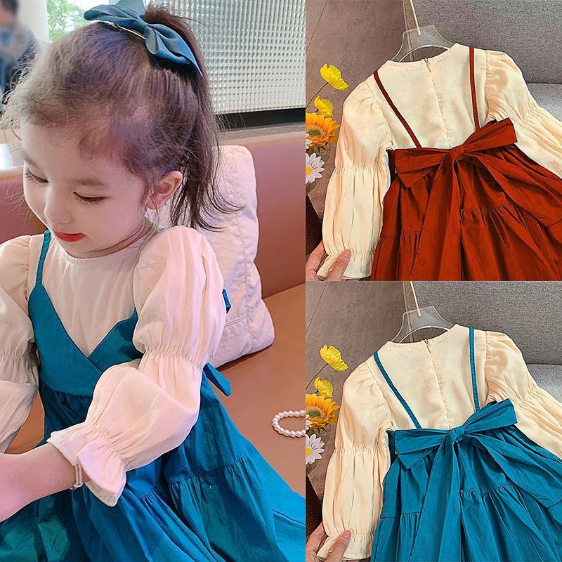 Đầm hai dây thời trang mùa thu cho bé gái