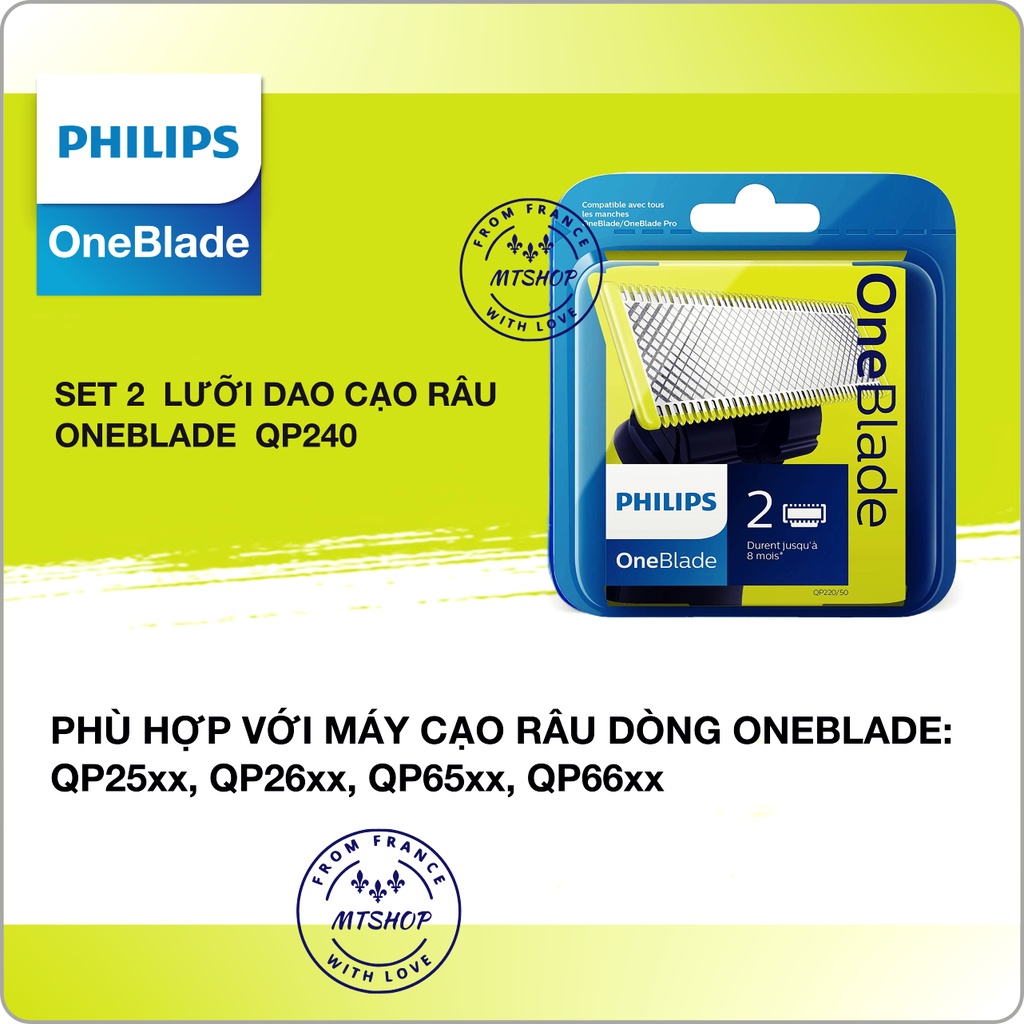 [Nội địa Pháp] Lưỡi dao thay thế cho máy cạo râu Philips Oneblade