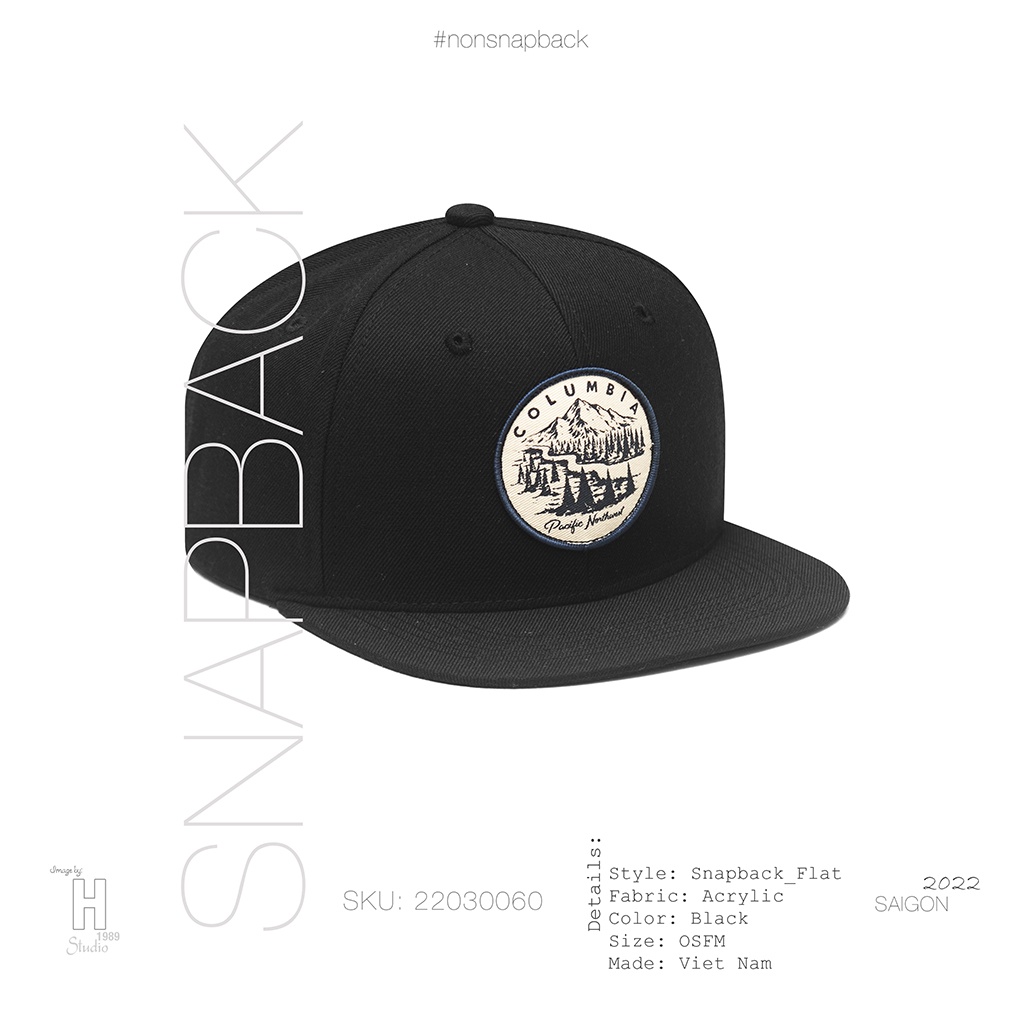 Mũ snapback thời trang nam màu đen cao cấp logo Columbia tròn hàng chất lượng tiêu chuẩn xuất khẩu free size