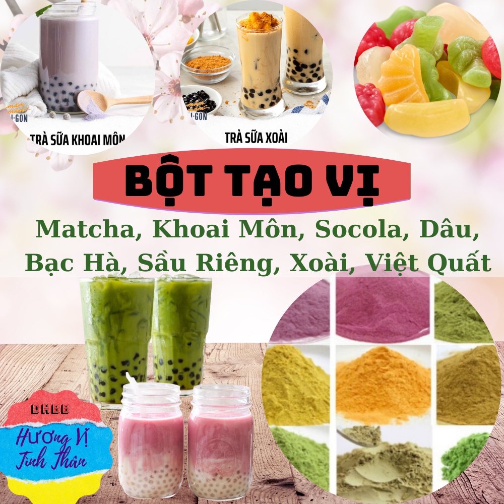 💥KHUYẾN MẠI💥100G Bột Tạo Vị Pha Trà Sữa, Bánh, Kẹo, Pudding Thạch Các Loại Matcha, Khoai Môn, Sầu Riêng, Dâu...Kho Sỉ BB