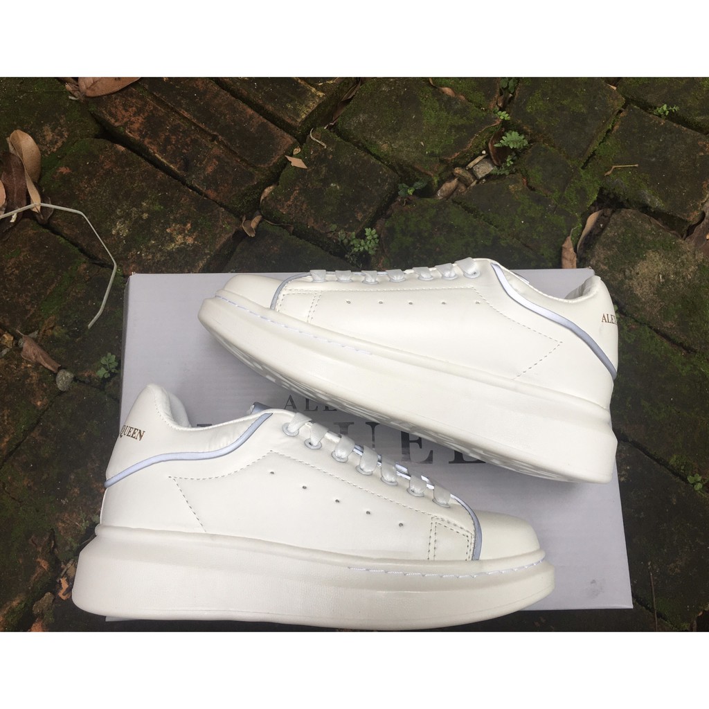 [SALE SỐC] [FULL BOX+ BILL] Giày thể thao,Sneakers nam nữ mqen trắng gót đen,phản quang tăng chiều cao 4cm,êm chân