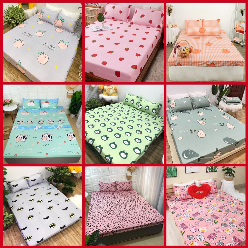 Bộ Ga Gối Poly Cotton M4 M6/M8 (Ga + 2 vỏ gối) | Mẫu nâu ( Được Chọn Mẫu) Chát với shop