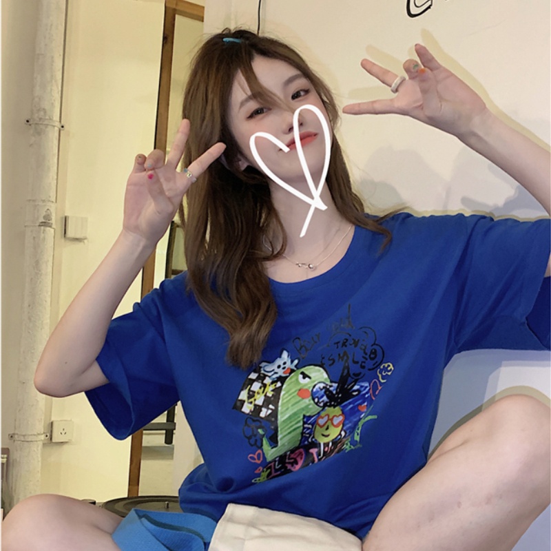 NRVP Áo Thun Nữ Ngắn Tay In Chữ Phong Cách Hàn Quốc