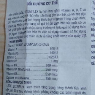 Bồi dưỡng cơ thể gà đá ade bcomplex 20ml