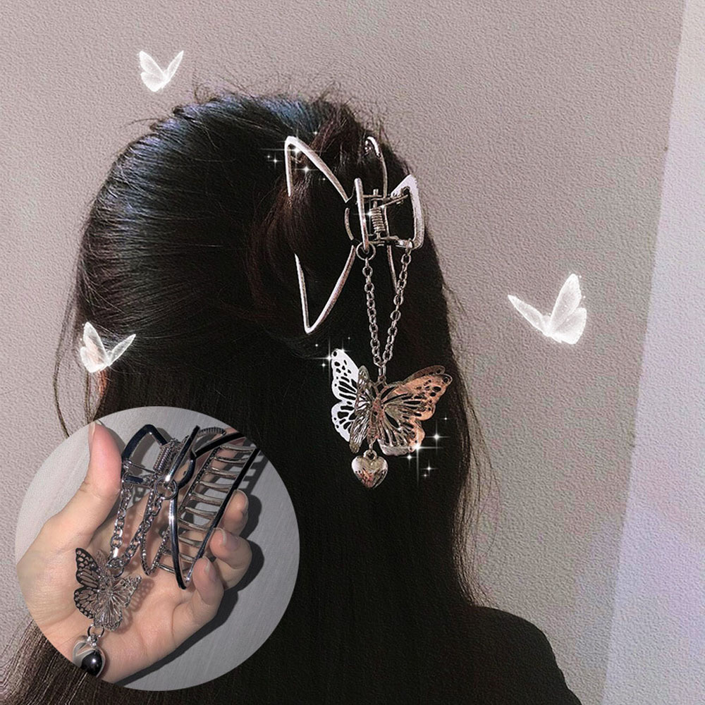 Kẹp tóc thời trang phong cách Hàn Quốc thiết kế lỗ hở với họa tiết hình bướm cổ điển cho phái nữ