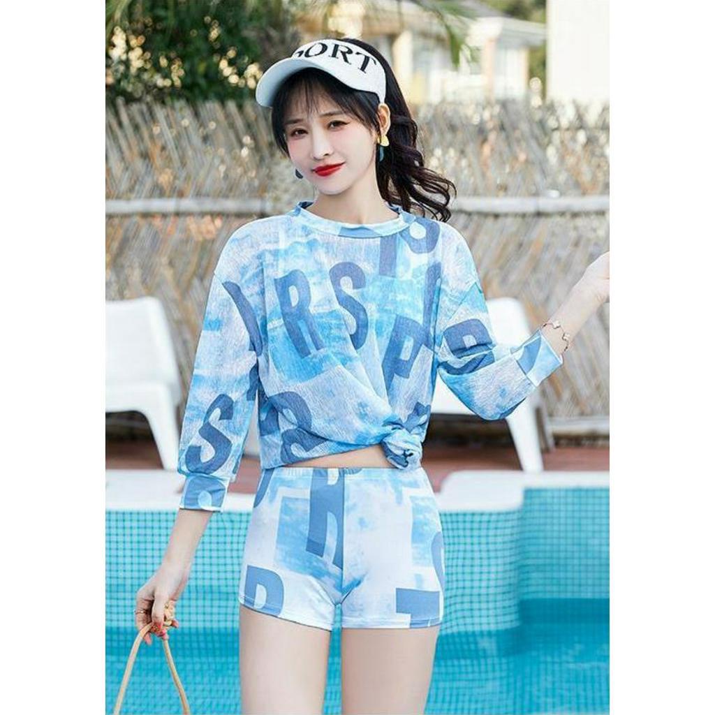 Bộ đồ bơi bikini nữ 2 mảnh kín đáo đi tắm biển tôn dáng giấu bụng dài tay che nắng , đi tập yoga, đi tập gym B.43